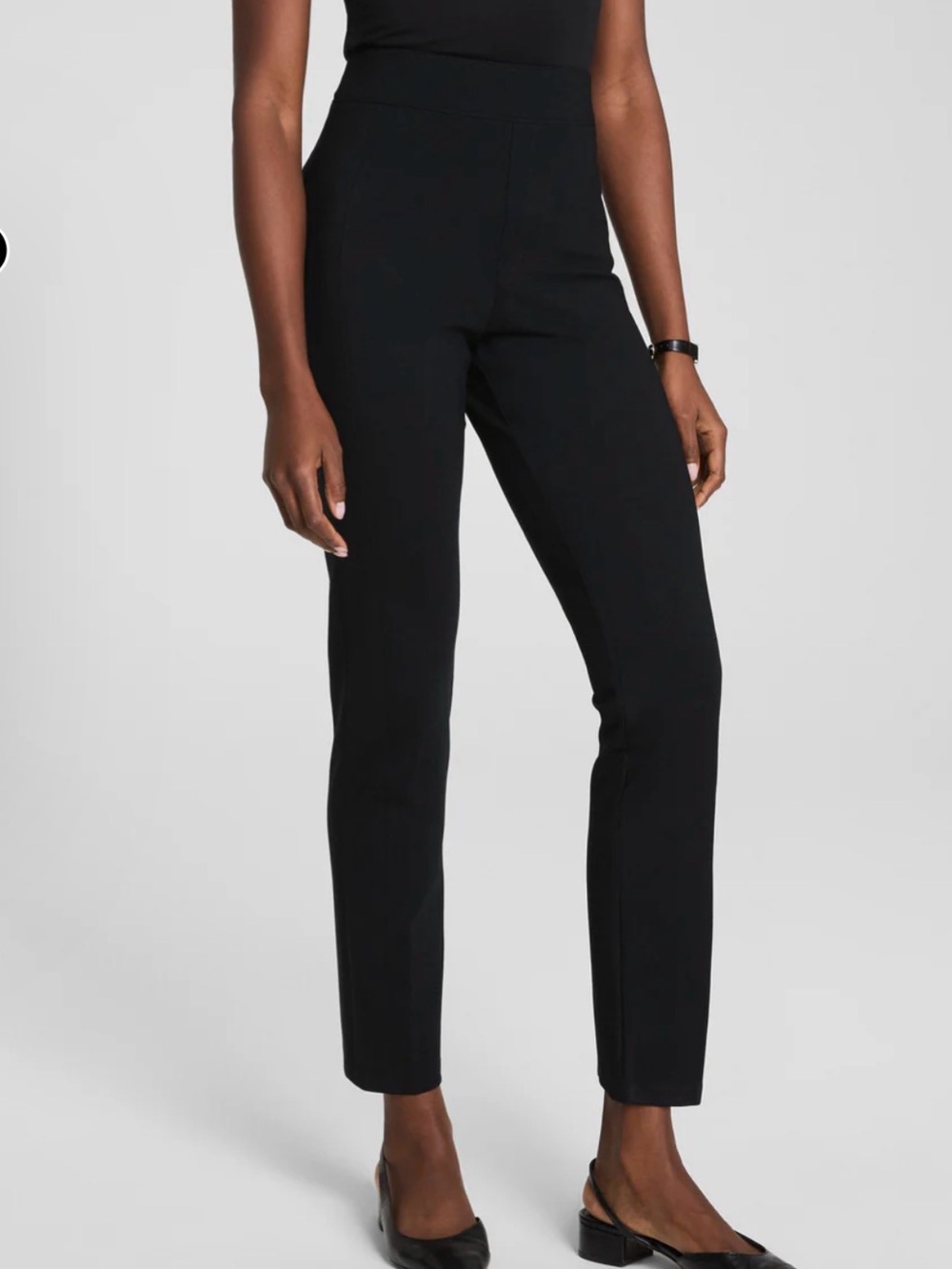 NWT SPANX Ponte Classic Black High-Rise Slim Straight Ankle Pants. Small